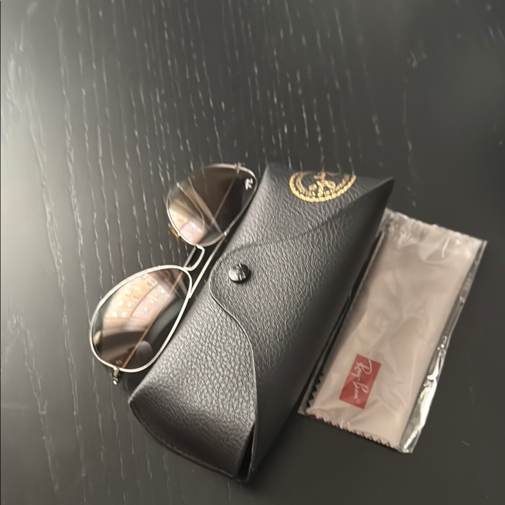 Ray-Ban Silver Aviator Sunglasses with Black Case